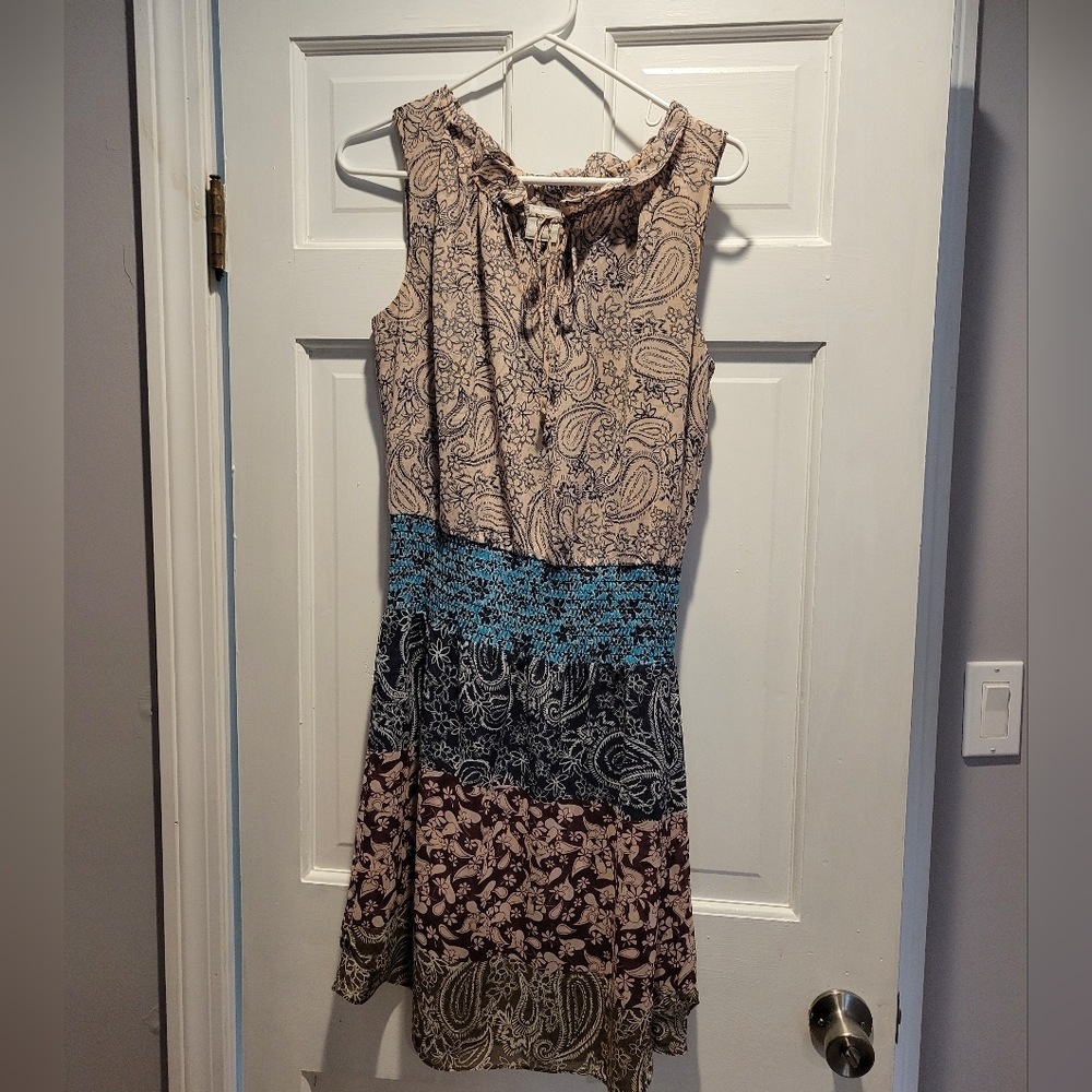 CAbi 5371 Dani Paisley Patchwork Shirred Dress Small
